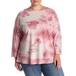 Como Vintage Tie Dye Waffle Knit Sweater Top